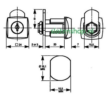 afmetingen 19mm automatencilinder