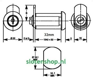 afmeting verlengd(tot 32mm)postbus slotje