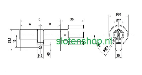 Afmetingen Pfaffenhain Knopcilinder