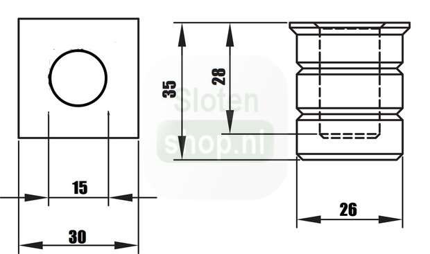 Tekening sluitpot espagnolet