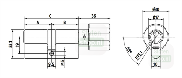 pfaffenhain knopcilinder afmetingen