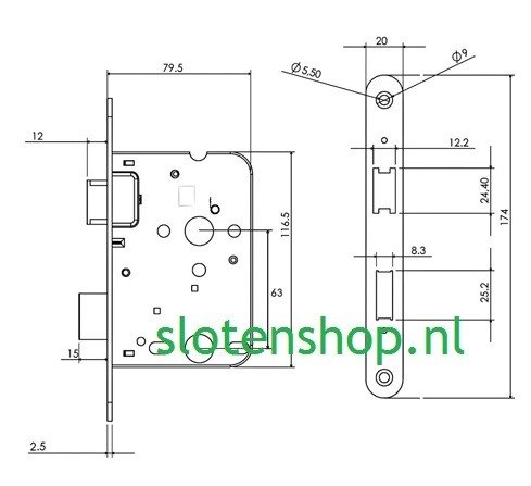 afmeting wc slot