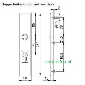 afmetingen hoppe 2236ZA met kerntrekbeveiliging