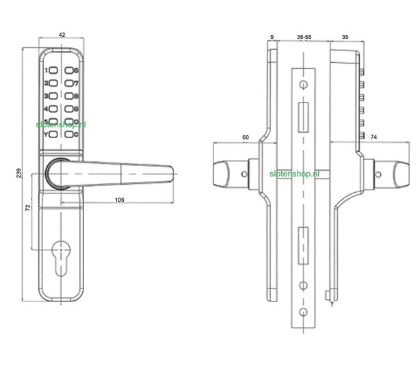 tekening codeslot mechanisch 5001