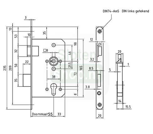 tekening plataldeur veiligheidsslot