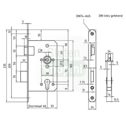 tekening veiligheids insteekslot skg2 60mm