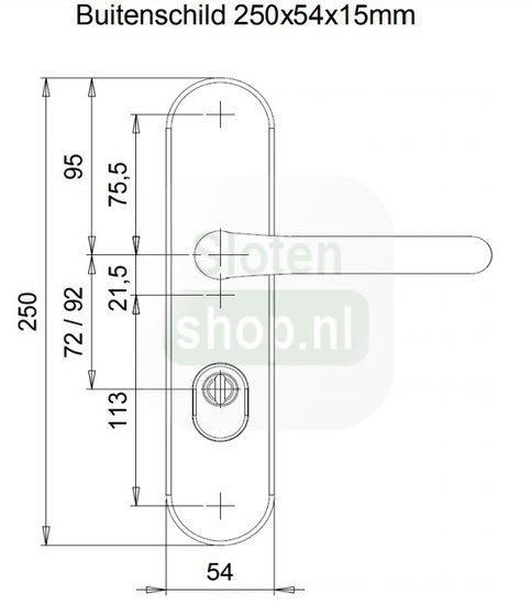 Tekening buitenschild rvs veiligheidbeslag