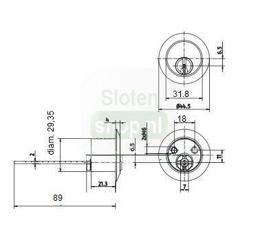 Afmetingen Ronde staartcilinder Abus Pfaffenhain Vela (Lips model) SKG***