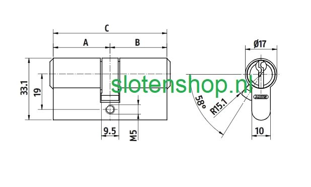 tekening europrofielcilinder