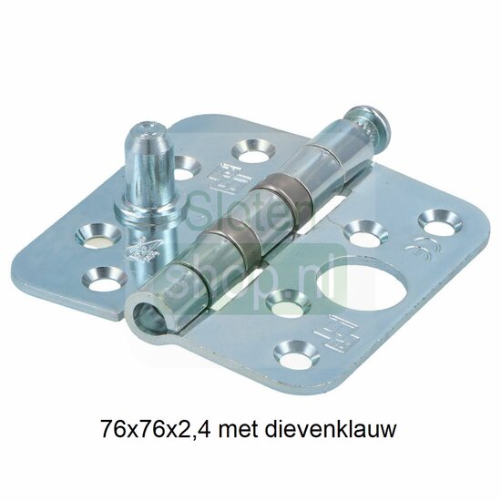 Kogellagerscharnier 76x76x2,4 met dievenklauw