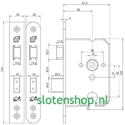 S2 veiliigheidsslot afmetingen