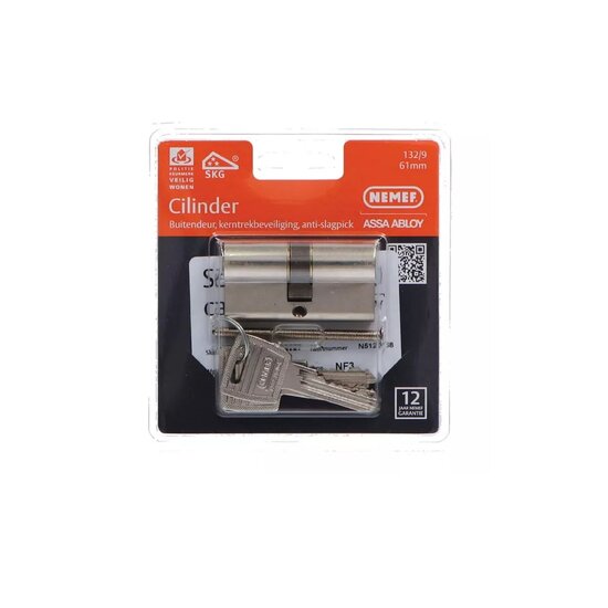Nemef cilinder met 3 sleutels en certificaat
