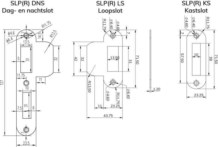 tekening binnendeur sluitplaten