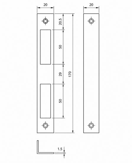 tekening 22311 hoeksluitplaat