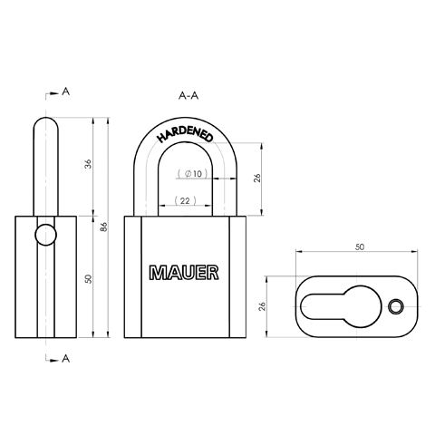 afmetingen hangslot SS50