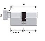 afmetingen mauer knopcilinder