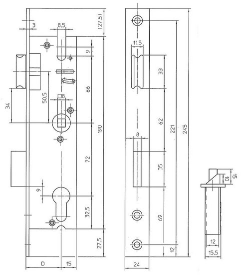 afmetingen Insteek smalslot 72mm