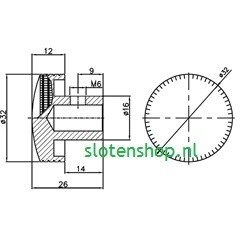 tekening knop mauer groot 32mm